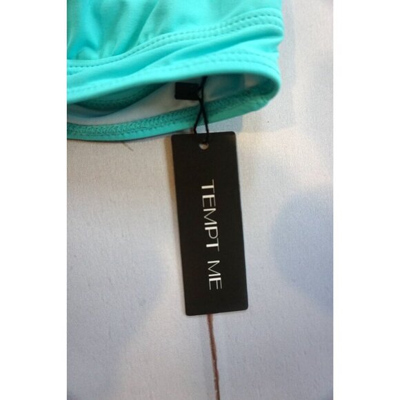 Tempt Me Turquoise Halter Bikini Top w/ Adjustable Ties - Size M, NWT - Picture 4 of 6